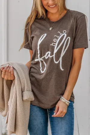 Greeting The Season "Hello Fall" Graphic Tee- Dark Mocha