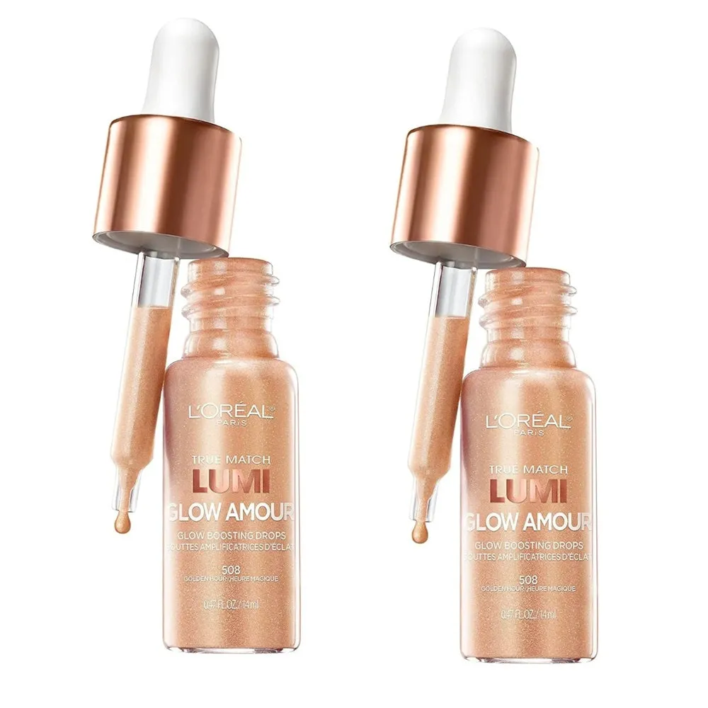 Pack of 2 L'Oreal Paris True Match Lumi Glow Amour Glow Boosting Drops, Golden Hour # 508