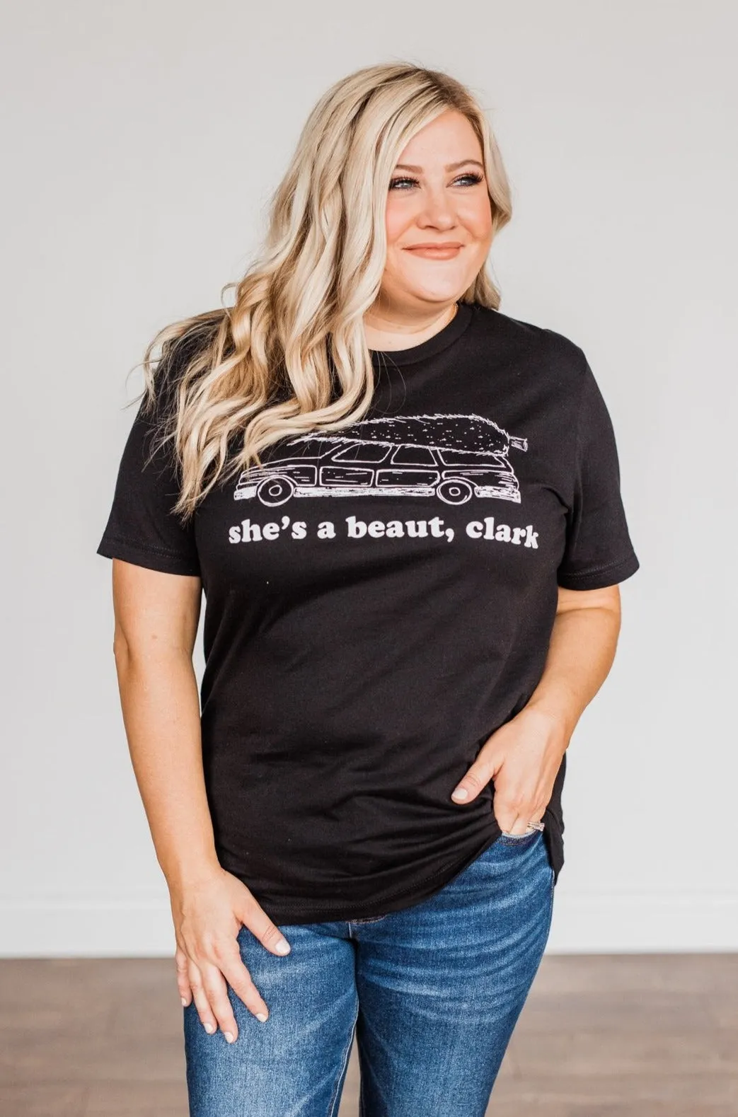 "She's A Beaut, Clark" Graphic Tee- Black