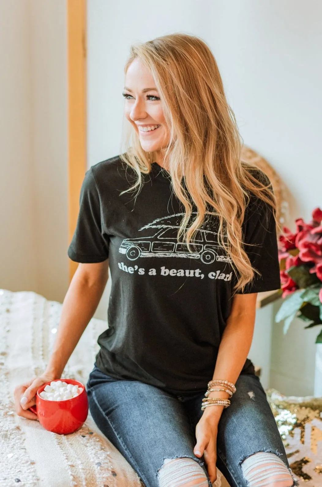 "She's A Beaut, Clark" Graphic Tee- Black