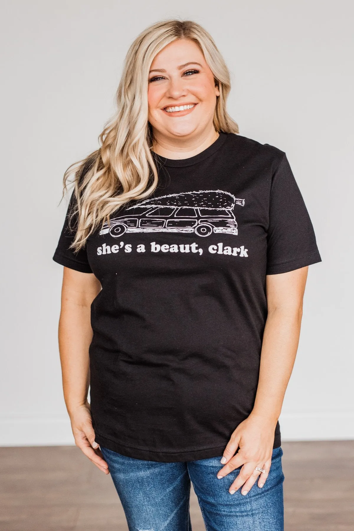 "She's A Beaut, Clark" Graphic Tee- Black