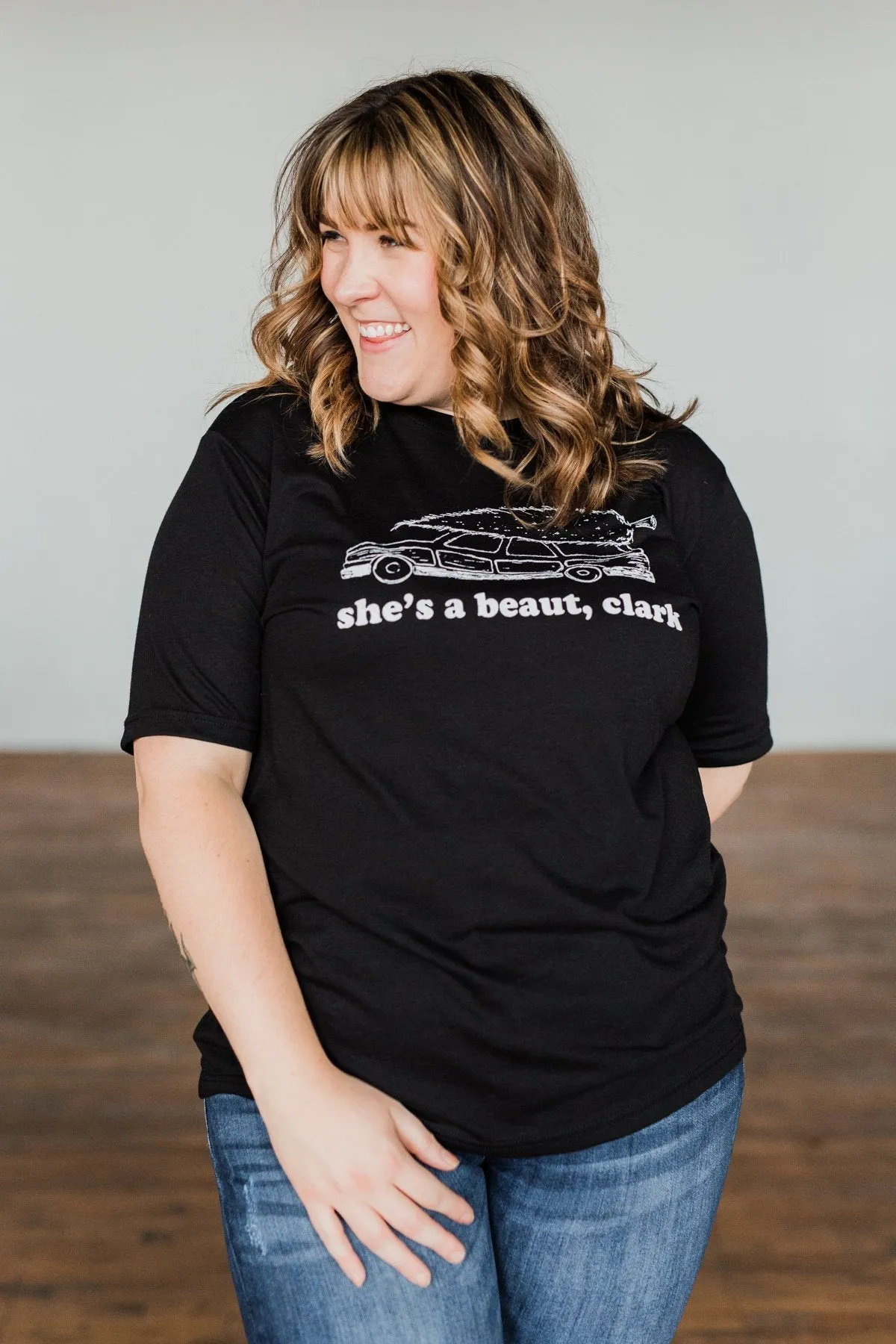 "She's A Beaut, Clark" Graphic Tee- Black