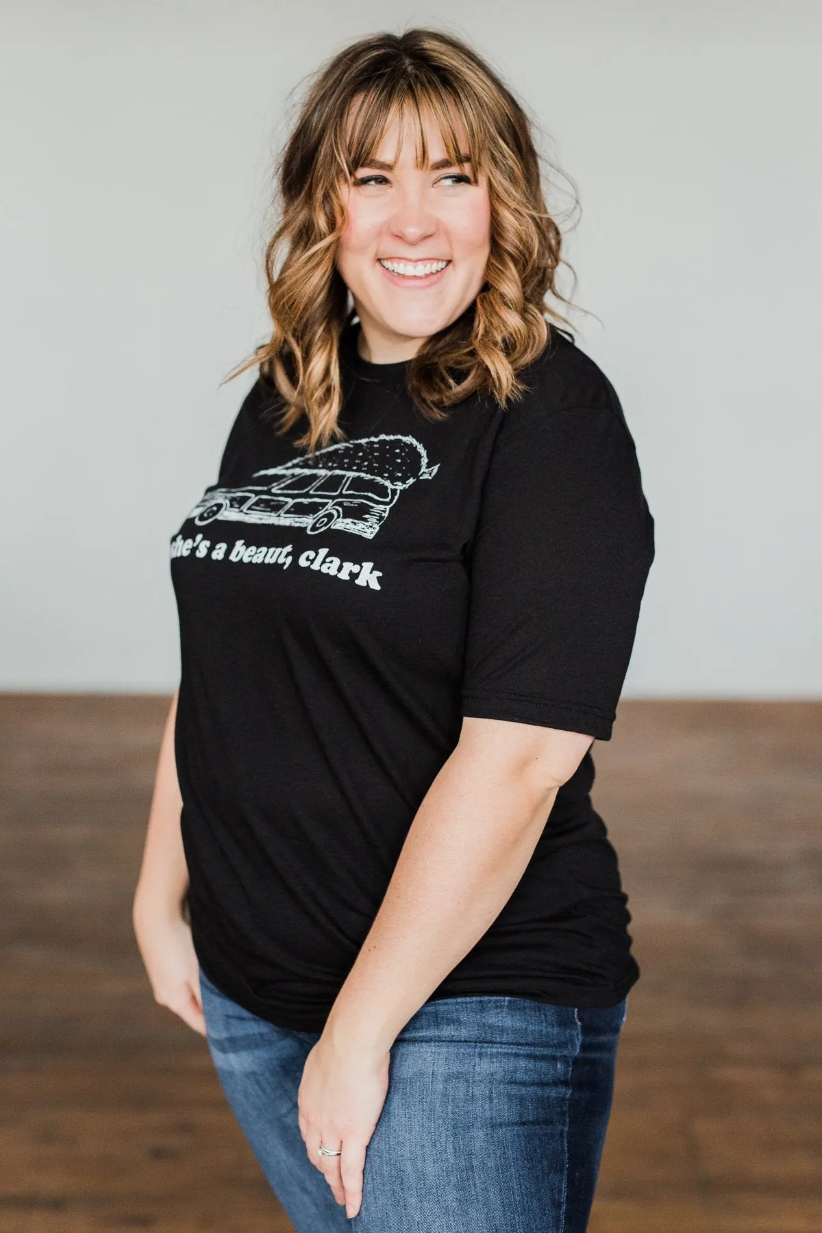 "She's A Beaut, Clark" Graphic Tee- Black